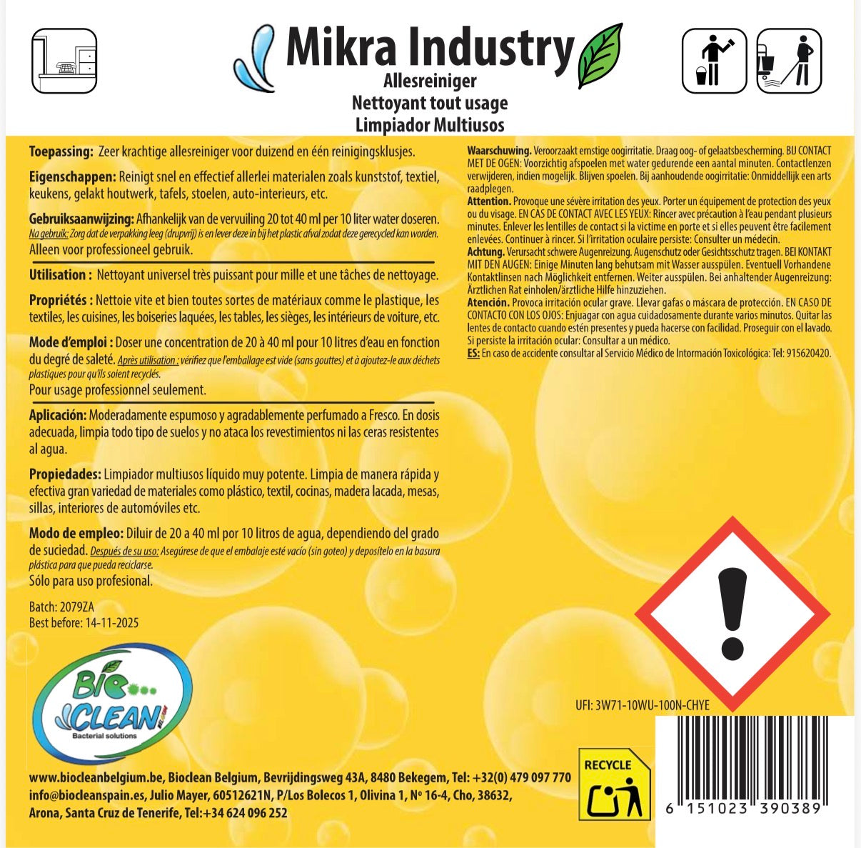 Mikra Industrie – Professionele Universele Reiniger op Basis van Micro-organismen