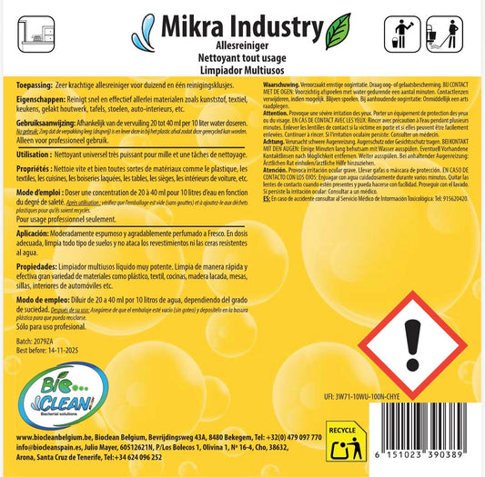 Mikra Industrie – Professionele Universele Reiniger op Basis van Micro-organismen